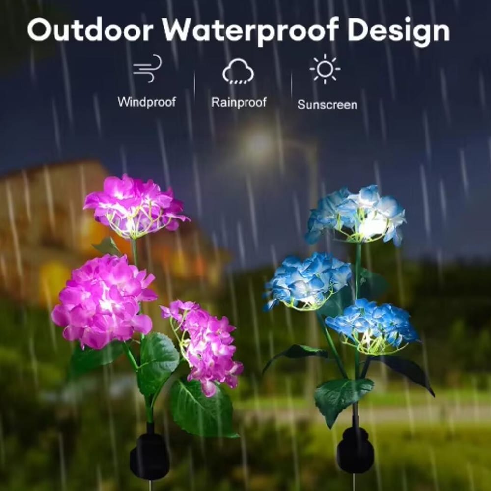 Solcellslampor för trädgården med hortensia-design