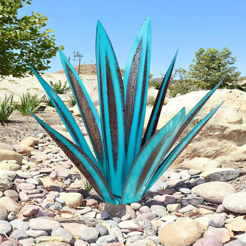 Konstgjord metall Agave växt dekoration trädgårdsprydnad 27-35 cm