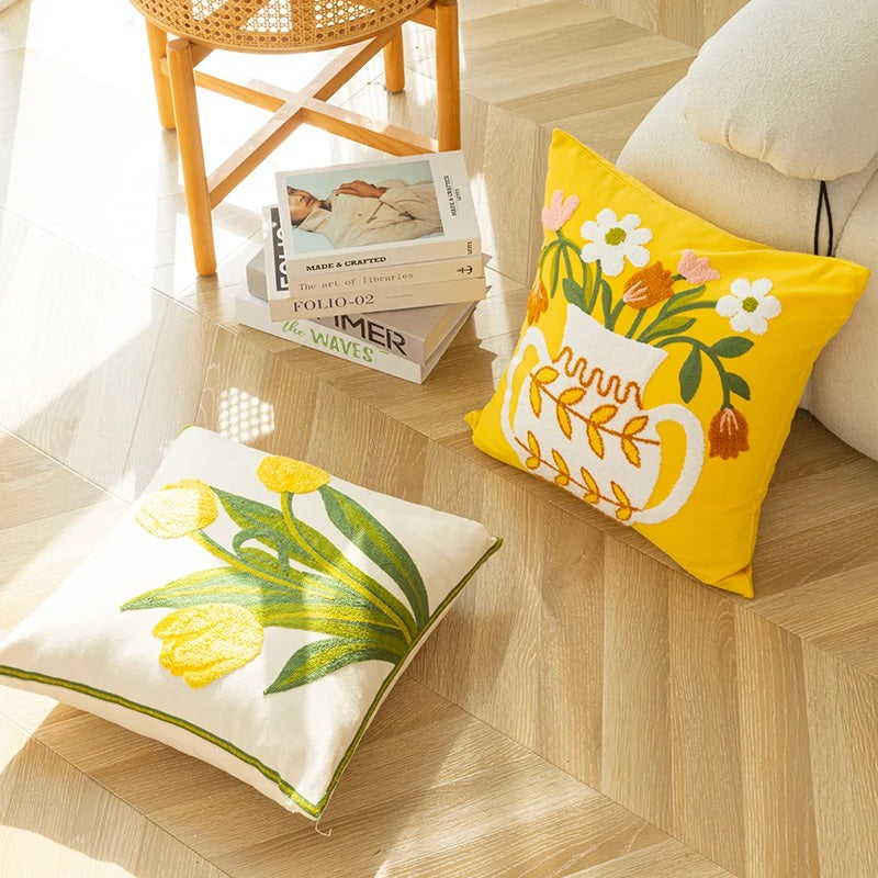 Kuddeöverdrag Broderade Blommor