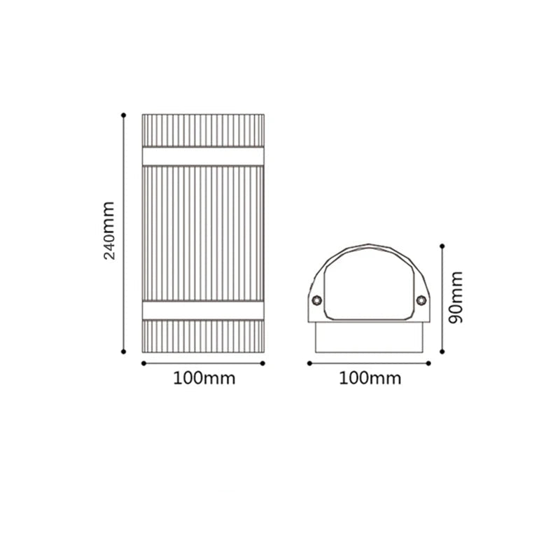 LED utomhusvägglampa svart cylindrisk design