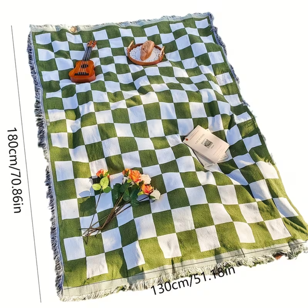 Picknickfilt Mjuk Mikrofiber Rutig Design