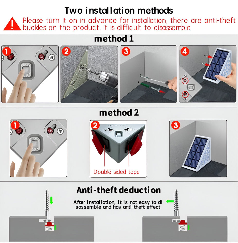 2/6 Pack Triangulära Solarlampor Trädgård - IP67 Solarljus - Trädgårdsdekoration Ljus