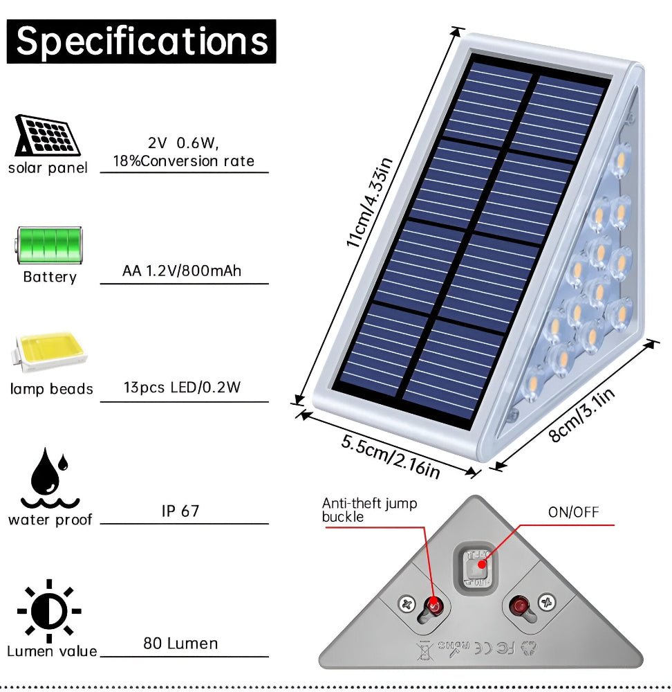 2/6 Pack Triangulära Solarlampor Trädgård - IP67 Solarljus - Trädgårdsdekoration Ljus