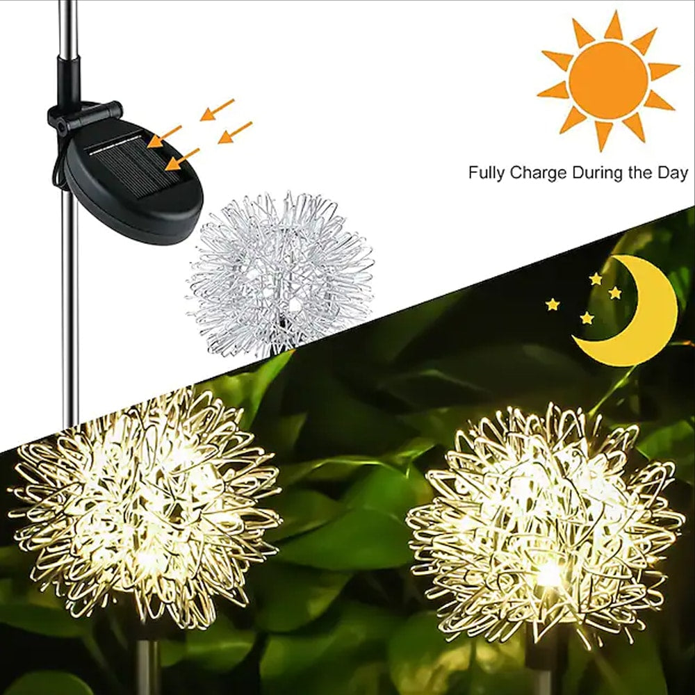 Solcellsdriven LED trädgårdslampa maskros design på pinne