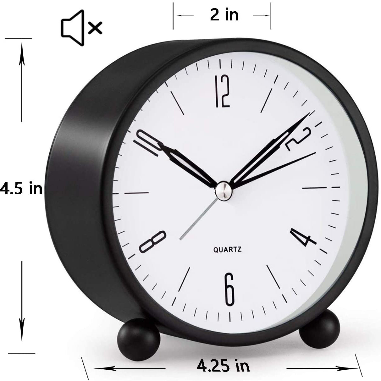 Analog väckarklocka med tydliga siffror och visare