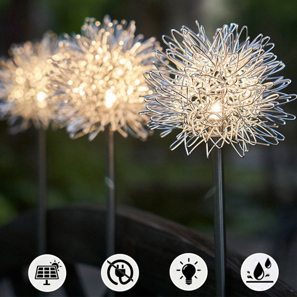 Solcellsdriven LED trädgårdslampa maskros design på pinne