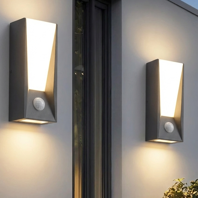 Utomhus vägglampa med rörelsesensor LED