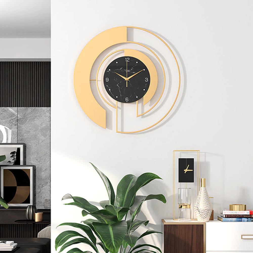Modern metal väggklocka rund glasdesign tyst rörelse