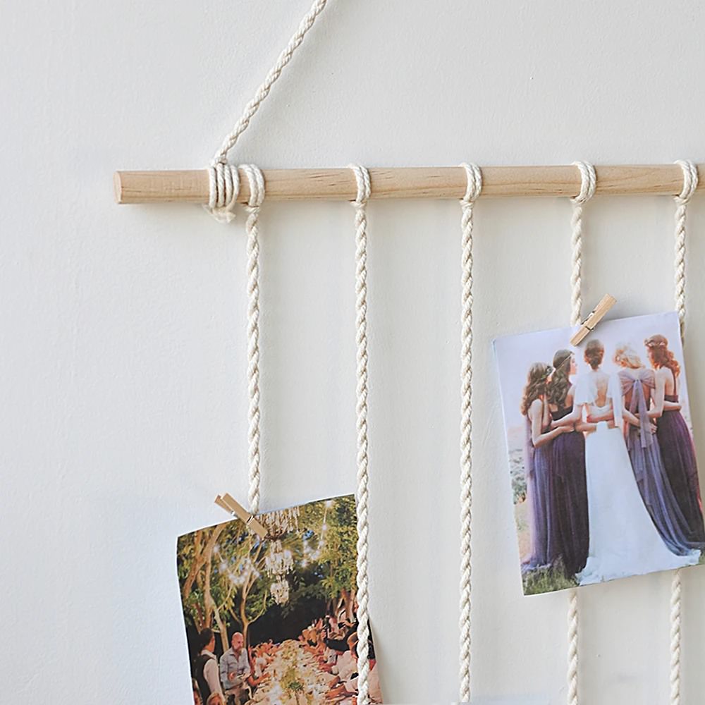Macramé väggprydnadsfotohållare