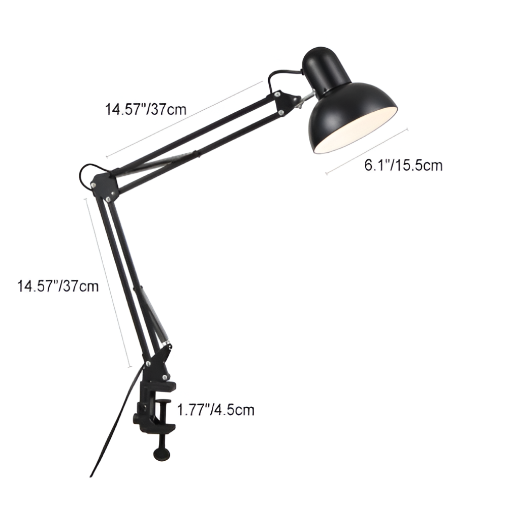 Justerbar Clip-On Skrivbordslampa med Lång Arm för Hemmet och Kontoret
