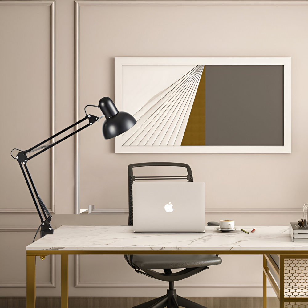 Justerbar Clip-On Skrivbordslampa med Lång Arm för Hemmet och Kontoret