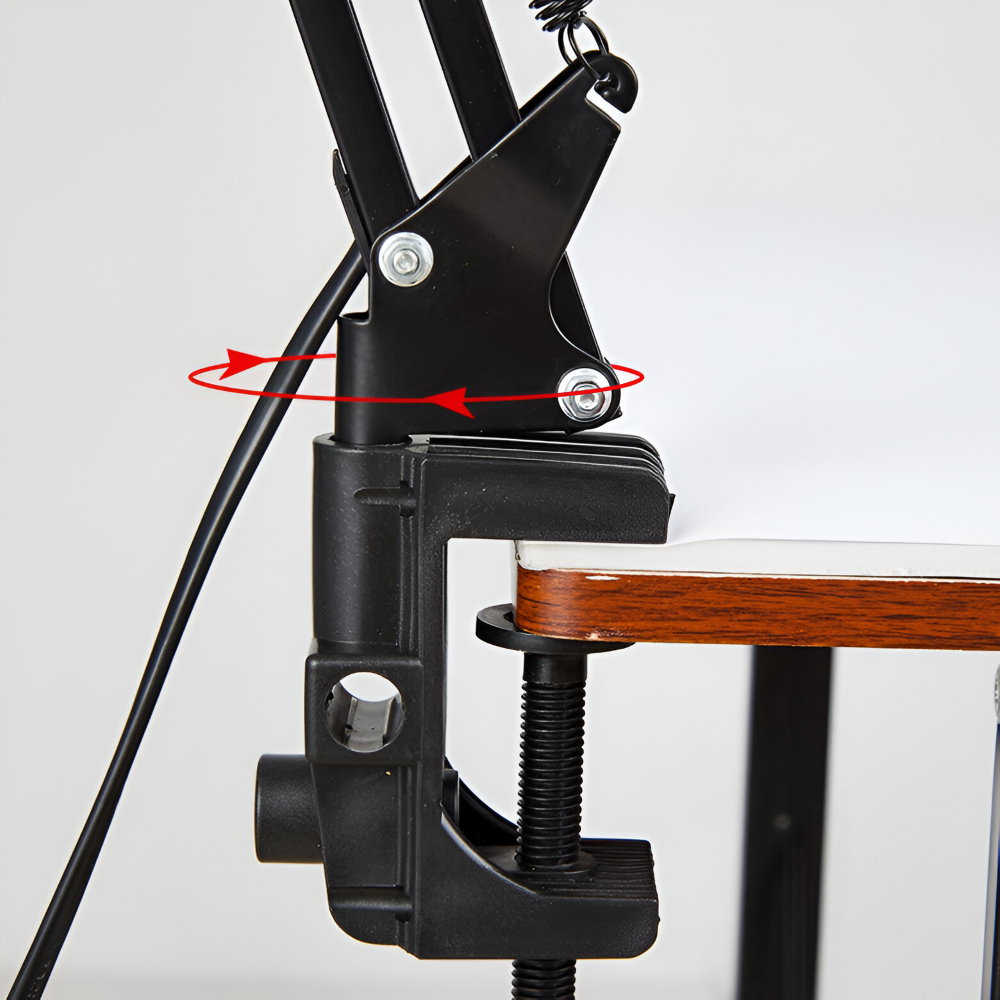 Justerbar Clip-On Skrivbordslampa med Lång Arm för Hemmet och Kontoret