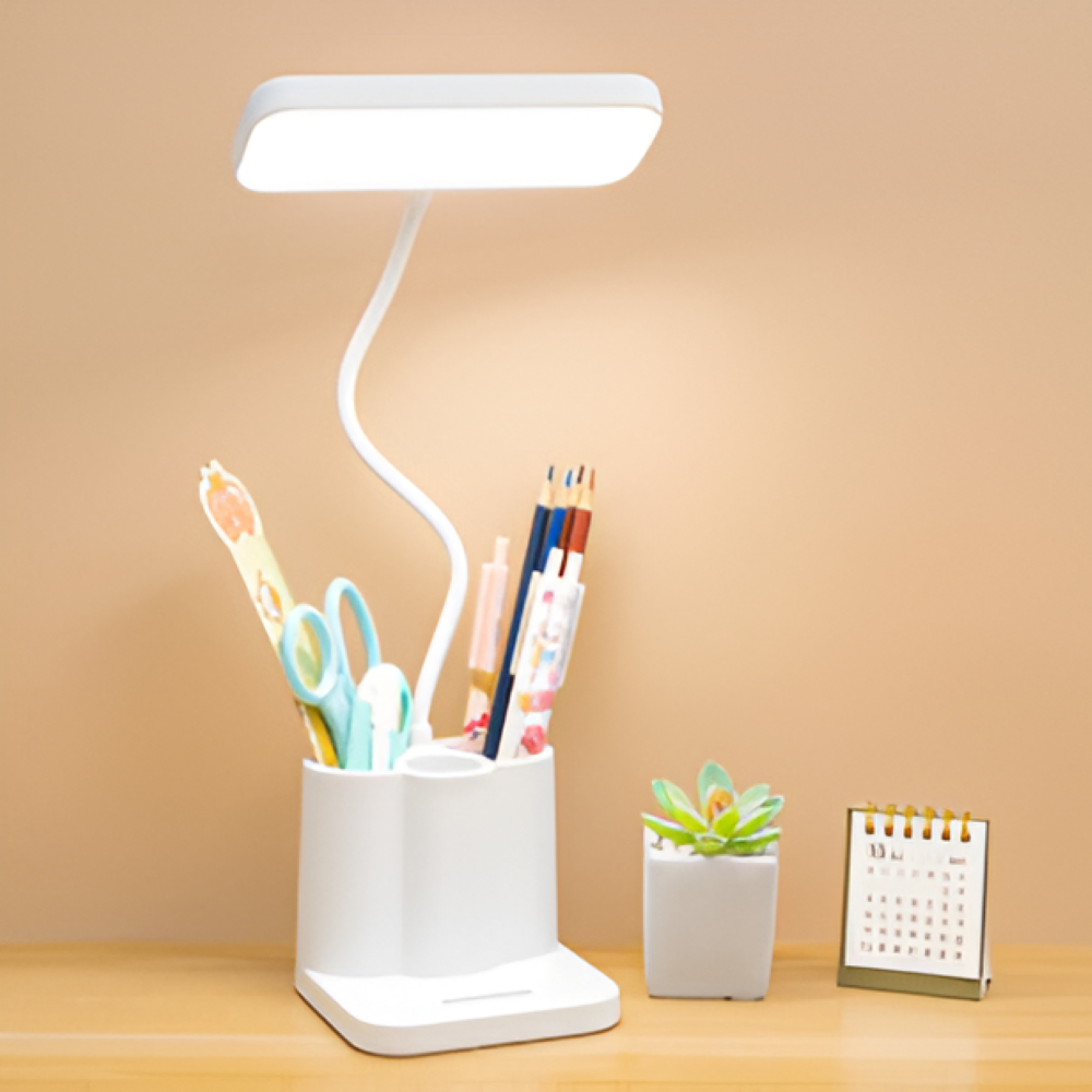 Justerbar USB LED Skrivbordslampa - Ögonvänlig nattlampa för läsning, studier och för sovrummet