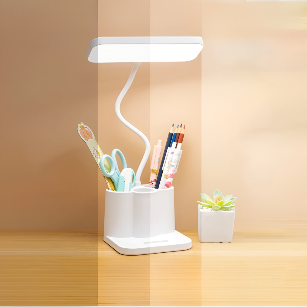 Justerbar USB LED Skrivbordslampa - Ögonvänlig nattlampa för läsning, studier och för sovrummet
