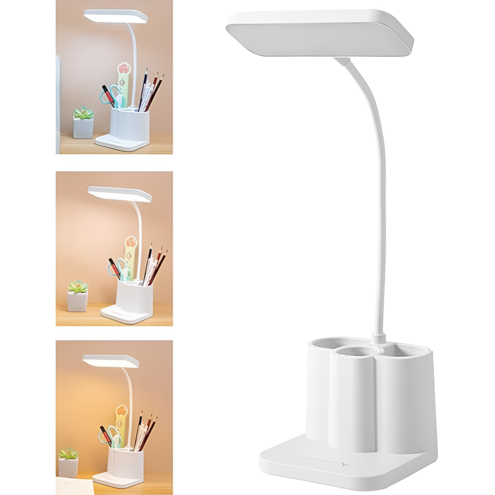 Justerbar USB LED Skrivbordslampa - Ögonvänlig nattlampa för läsning, studier och för sovrummet