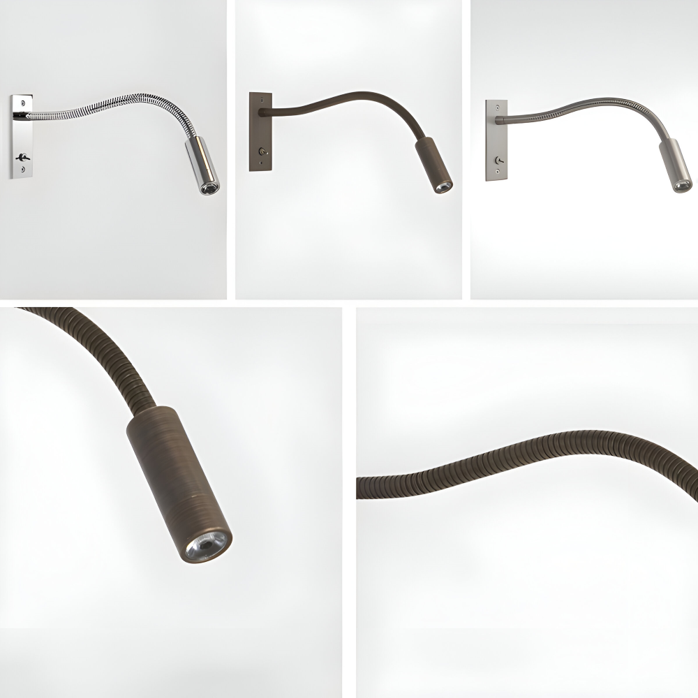 Justerbar Vägglampa med Böjd Arm och Flexibel Hals