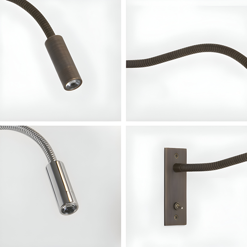 Justerbar Vägglampa med Böjd Arm och Flexibel Hals