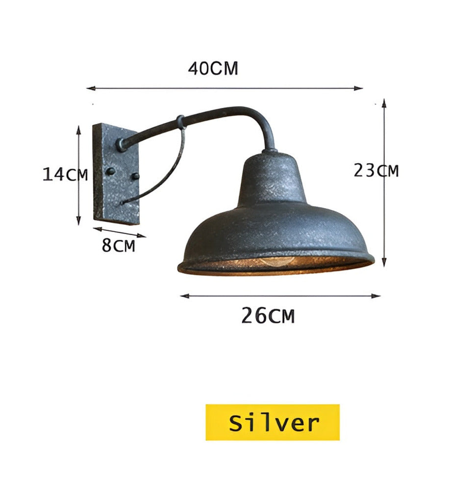 Aisle Järnlampa - Antik Vintage Ladugårdslampa - Svart Industriell Vägglampa