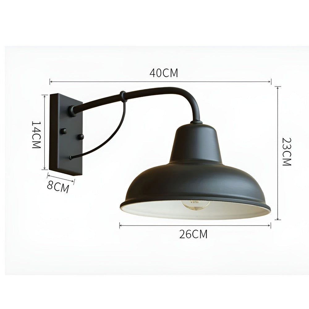 Aisle Järnlampa - Antik Vintage Ladugårdslampa - Svart Industriell Vägglampa