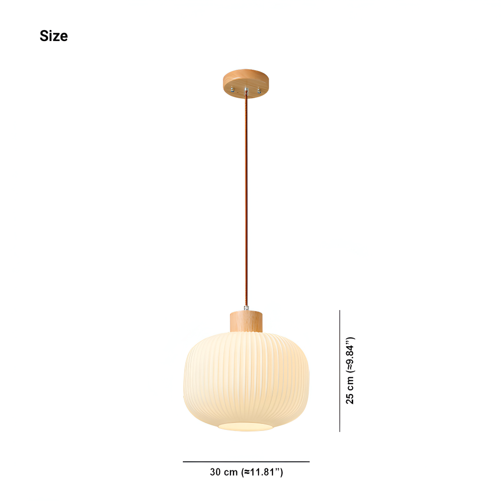 AkariLuxe Pendellampa - Elegant Japansk Mjölkvit Ribbad Glas Hänglampa