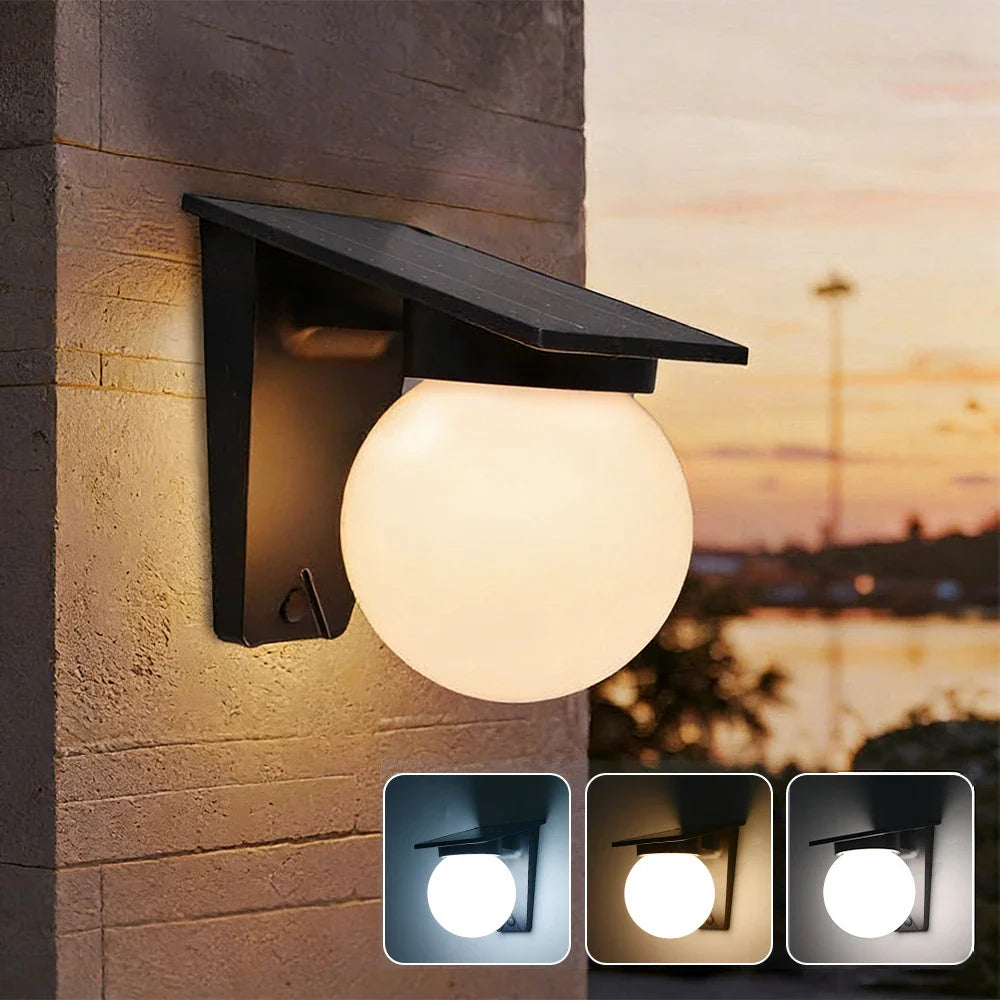 Solcellslampa för vägg med LED-belysning och tre ljuslägen