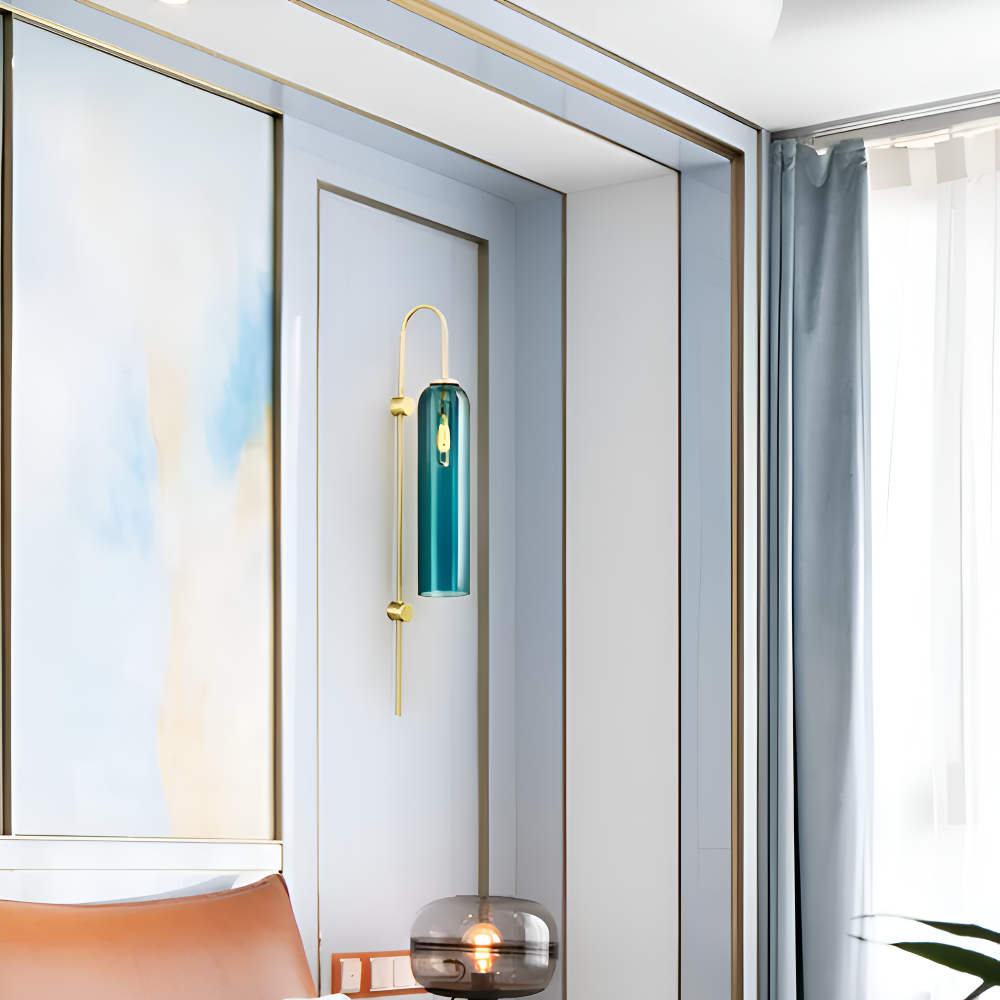 Archy Vägglampa - Blå & Vit Glasrör Vägglampa - Nordisk Vägglampdesign - Dekor Vägglampor LED