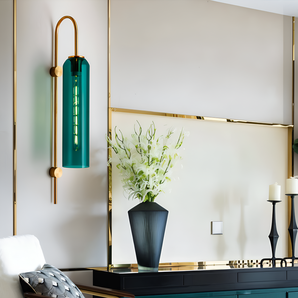 Archy Vägglampa - Blå & Vit Glasrör Vägglampa - Nordisk Vägglampdesign - Dekor Vägglampor LED
