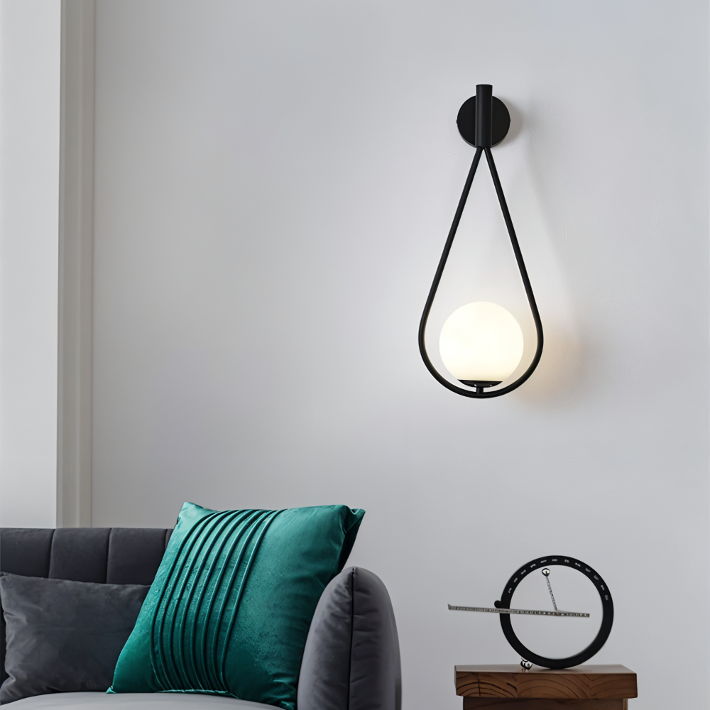 ArtLoop Vägglampa - Droppformad Frostad Glas Vägglampa - Sphere Vägglampa Design - Konstnärliga Vägglampor LED