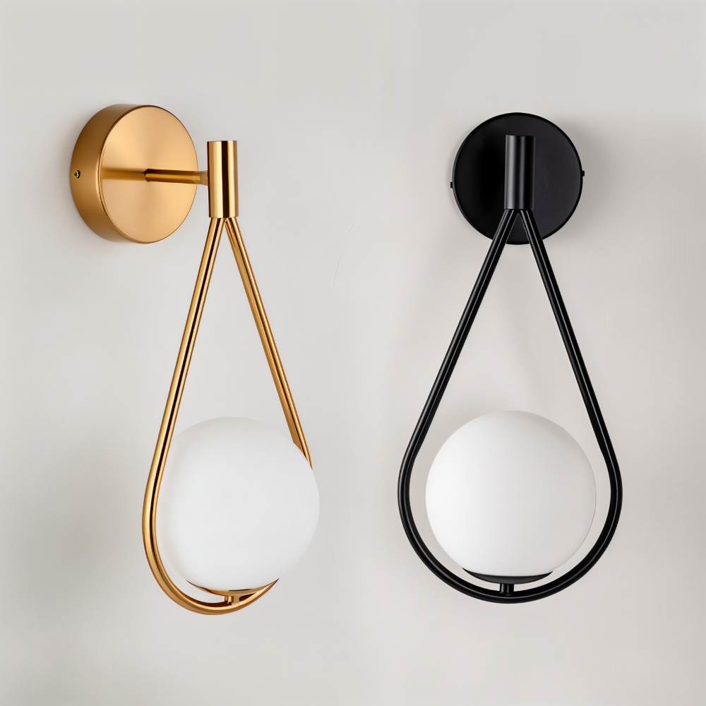 ArtLoop Vägglampa - Droppformad Frostad Glas Vägglampa - Sphere Vägglampa Design - Konstnärliga Vägglampor LED