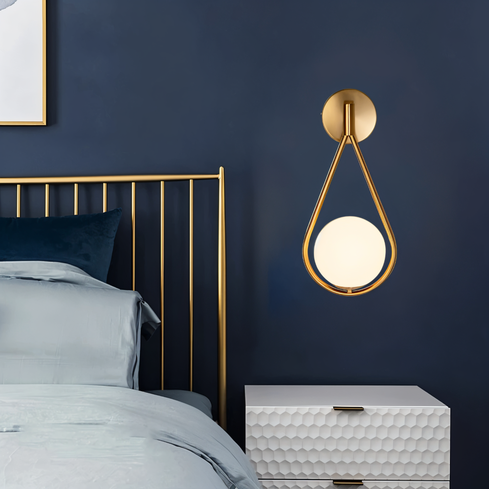 ArtLoop Vägglampa - Droppformad Frostad Glas Vägglampa - Sphere Vägglampa Design - Konstnärliga Vägglampor LED