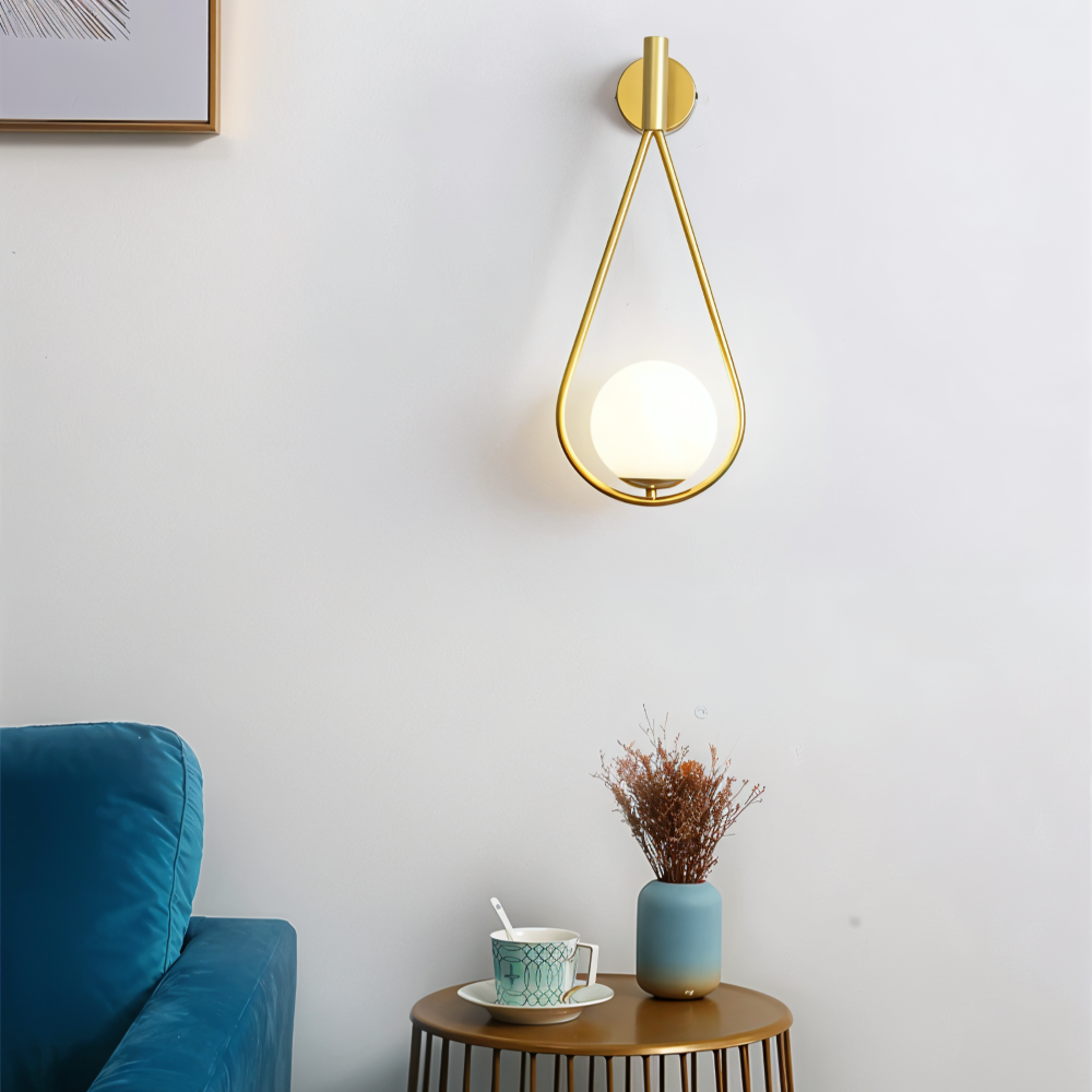 ArtLoop Vägglampa - Droppformad Frostad Glas Vägglampa - Sphere Vägglampa Design - Konstnärliga Vägglampor LED