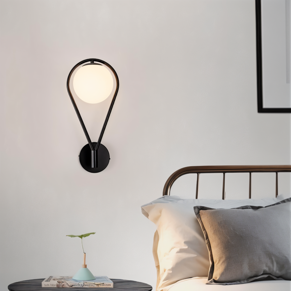 ArtLoop Vägglampa - Droppformad Frostad Glas Vägglampa - Sphere Vägglampa Design - Konstnärliga Vägglampor LED