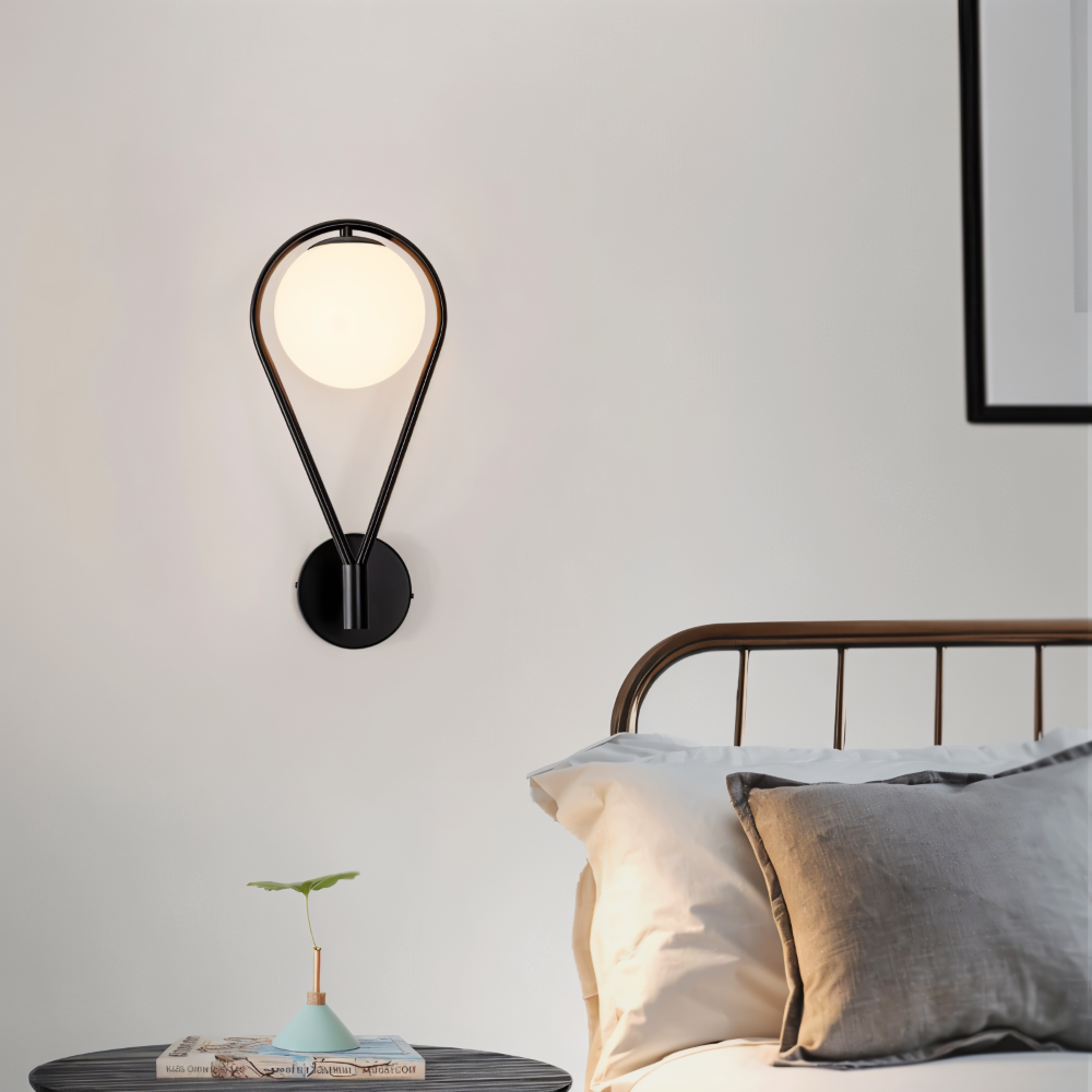 ArtLoop Vägglampa - Droppformad Frostad Glas Vägglampa - Sphere Vägglampa Design - Konstnärliga Vägglampor LED