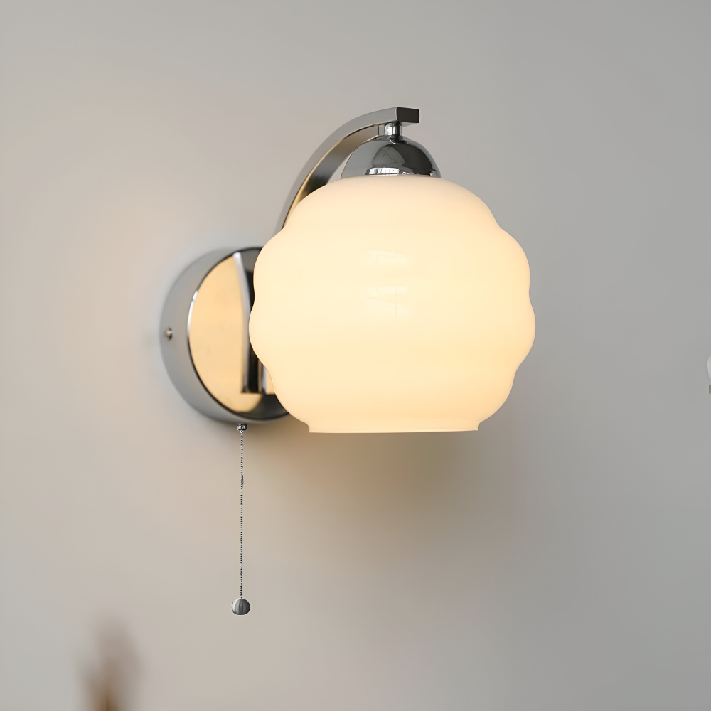 Vägglampa Art Deco-stil – Guld och krom – Vit glasglob – E27-fattning – Ø 15 cm