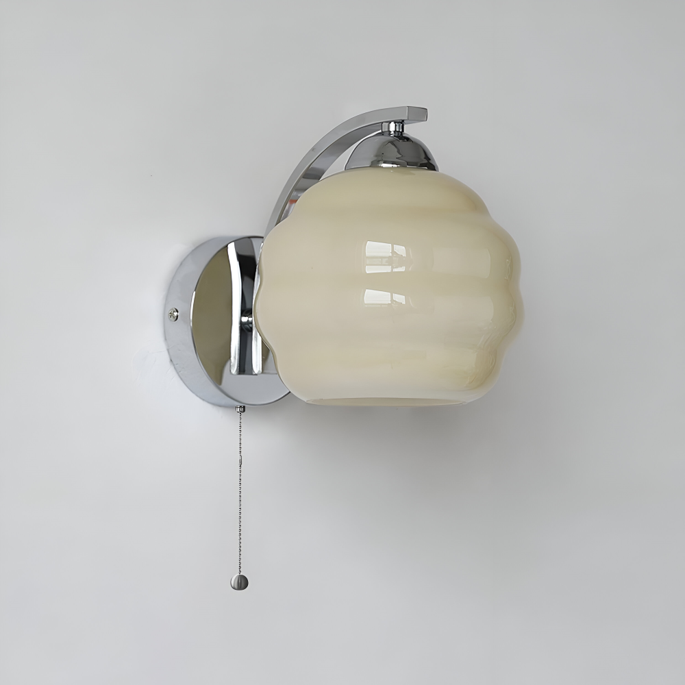 Vägglampa Art Deco-stil – Guld och krom – Vit glasglob – E27-fattning – Ø 15 cm