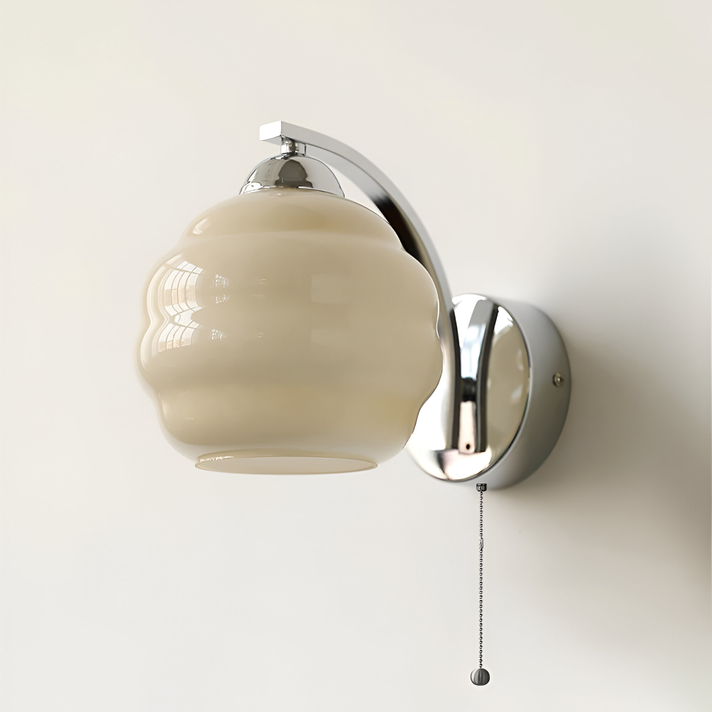 Vägglampa Art Deco-stil – Guld och krom – Vit glasglob – E27-fattning – Ø 15 cm