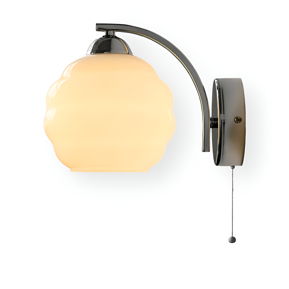 Vägglampa Art Deco-stil – Guld och krom – Vit glasglob – E27-fattning – Ø 15 cm
