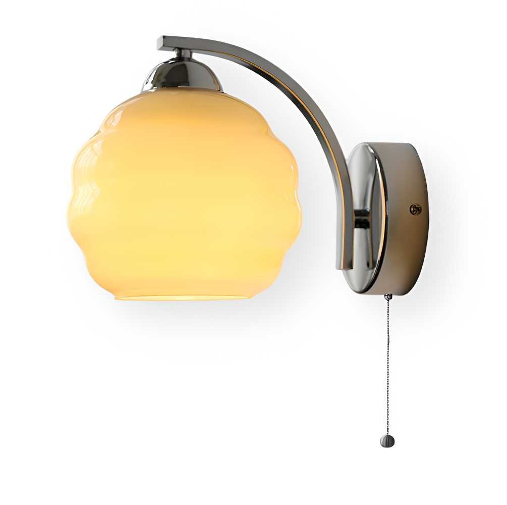 Vägglampa Art Deco-stil – Guld och krom – Vit glasglob – E27-fattning – Ø 15 cm