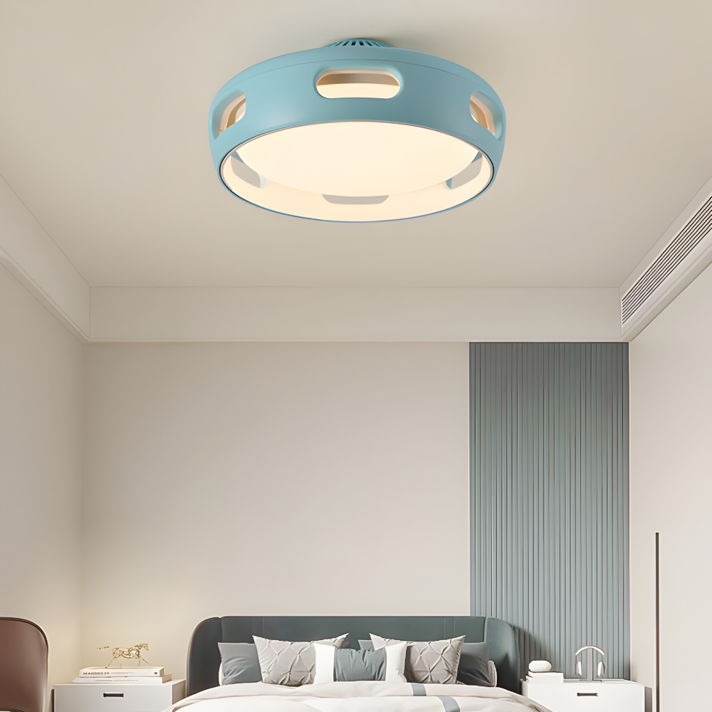 Konstnärlig Rund Bladeless Akryl LED Takfläkt Belysningsanordning - Nordic Style Taklampa, Semi-Flush Mount Design
