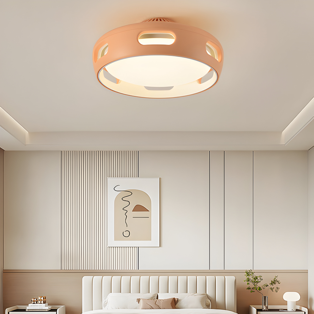 Konstnärlig Rund Bladeless Akryl LED Takfläkt Belysningsanordning - Nordic Style Taklampa, Semi-Flush Mount Design