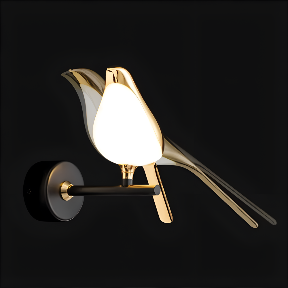 Aves Glow - Guld Fågel Roterande Vägglampa - Dekorativ Vägglampa LED