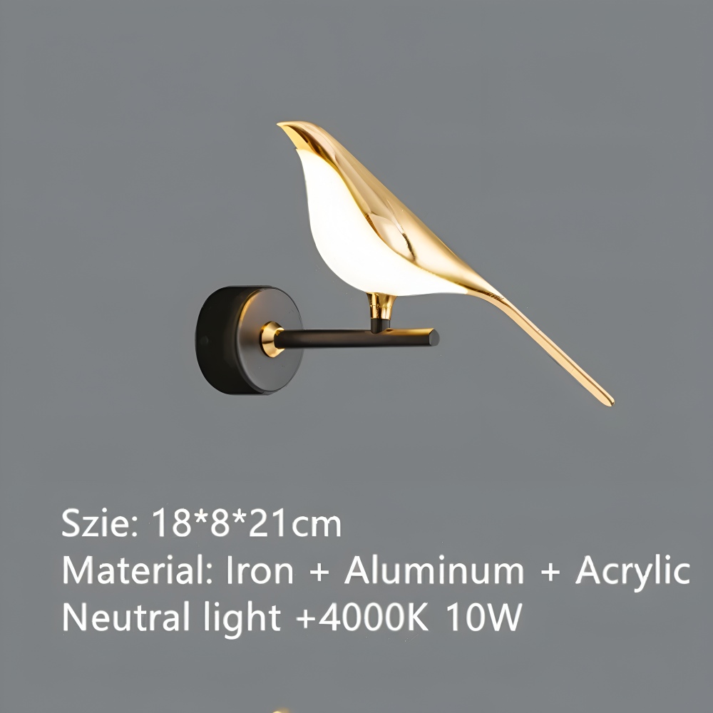 Aves Glow - Guld Fågel Roterande Vägglampa - Dekorativ Vägglampa LED