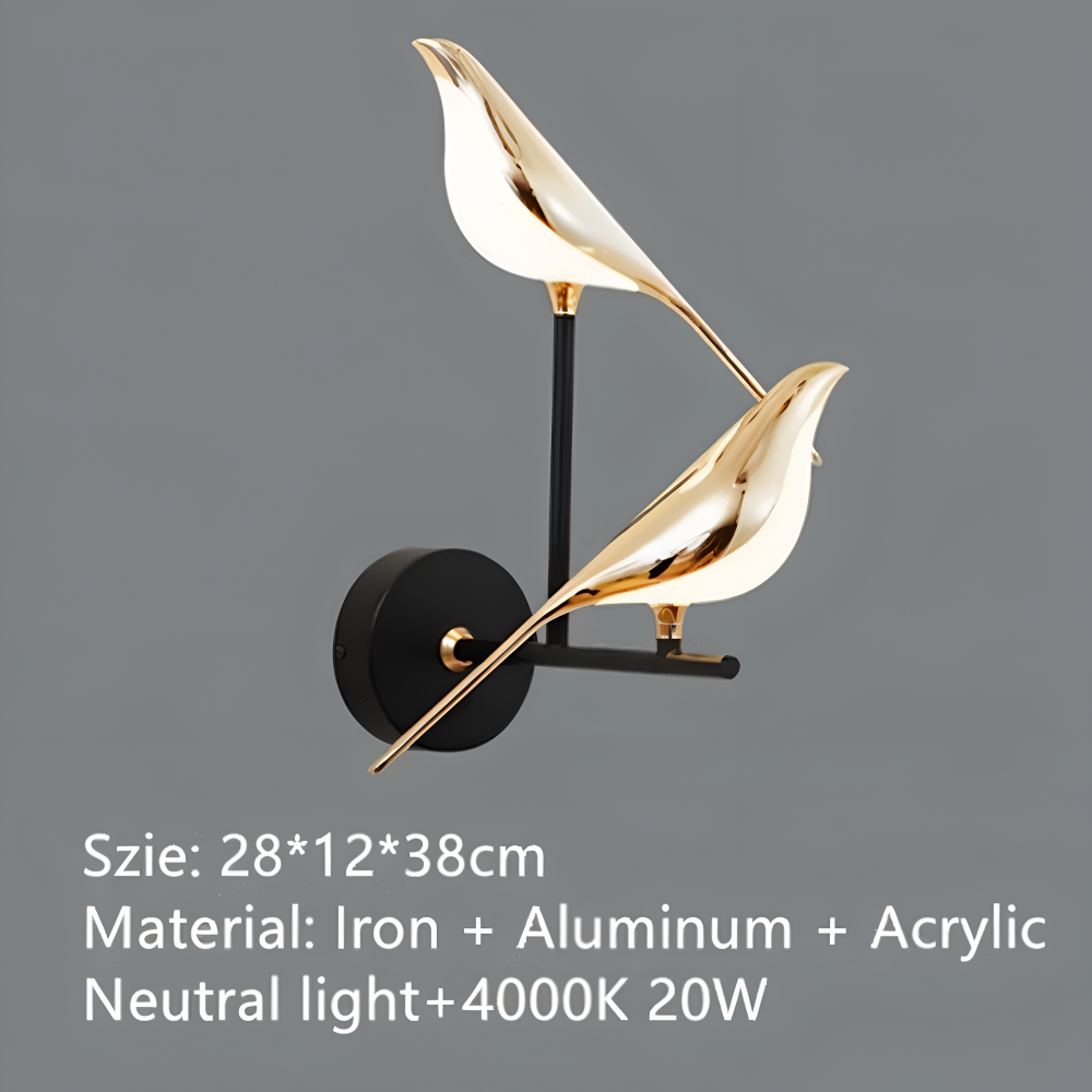 Aves Glow - Guld Fågel Roterande Vägglampa - Dekorativ Vägglampa LED