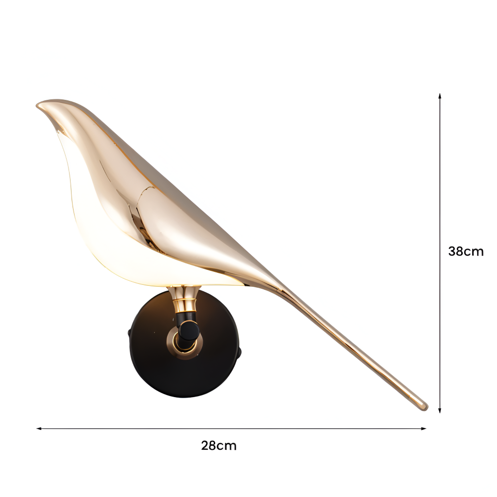 Aves Glow - Guld Fågel Roterande Vägglampa - Dekorativ Vägglampa LED