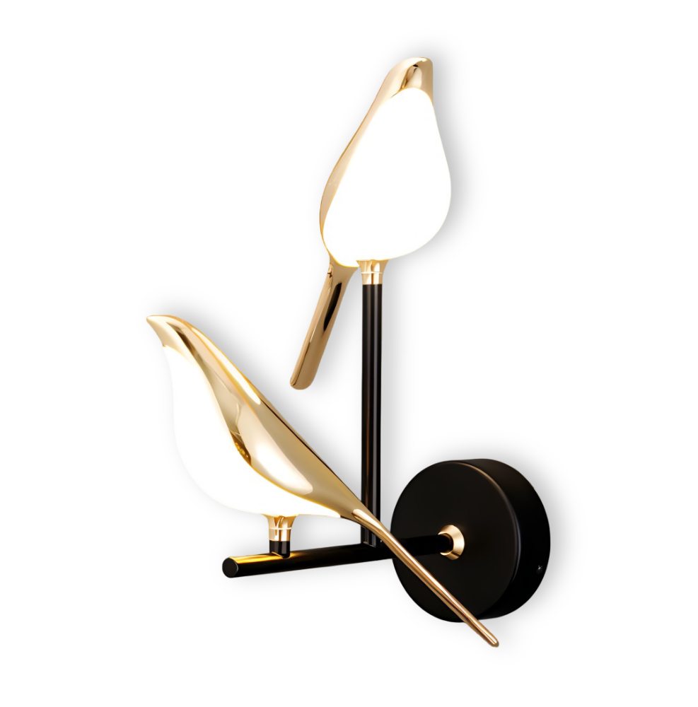 Aves Glow - Guld Fågel Roterande Vägglampa - Dekorativ Vägglampa LED