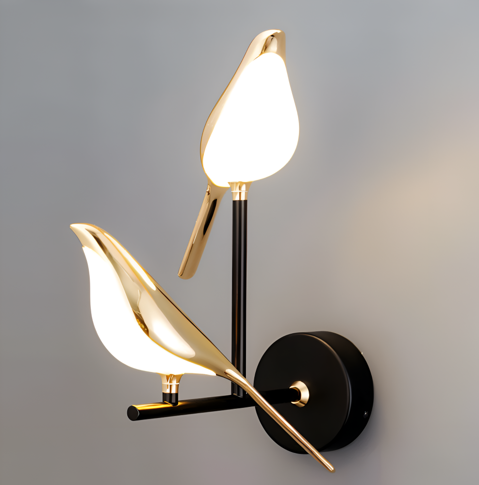 Aves Glow - Guld Fågel Roterande Vägglampa - Dekorativ Vägglampa LED