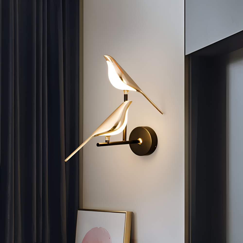 Aves Glow - Guld Fågel Roterande Vägglampa - Dekorativ Vägglampa LED