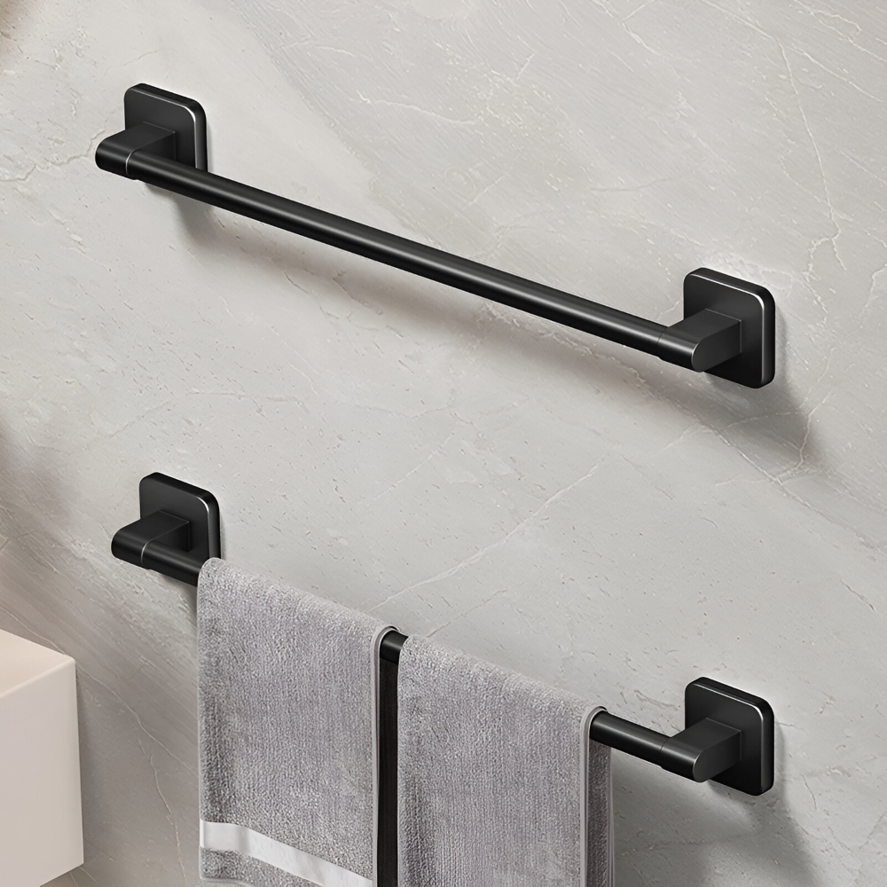 Svart Handdukshållare - Självhäftande Aluminium Handdukstång - 30/40/50cm