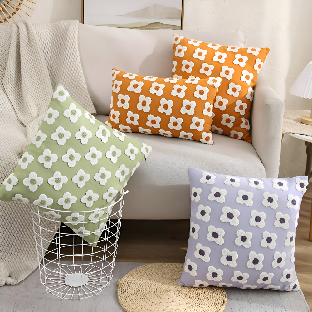 Blooma Soffkuddar - Broderade Fyrkantiga & Rektangulära Blomkuddöverdrag
