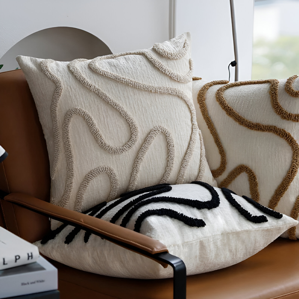 Bohemisk Chenille Kuddöverdrag med mjuka geometriska mönster för soffa och vardagsrumsdekoration